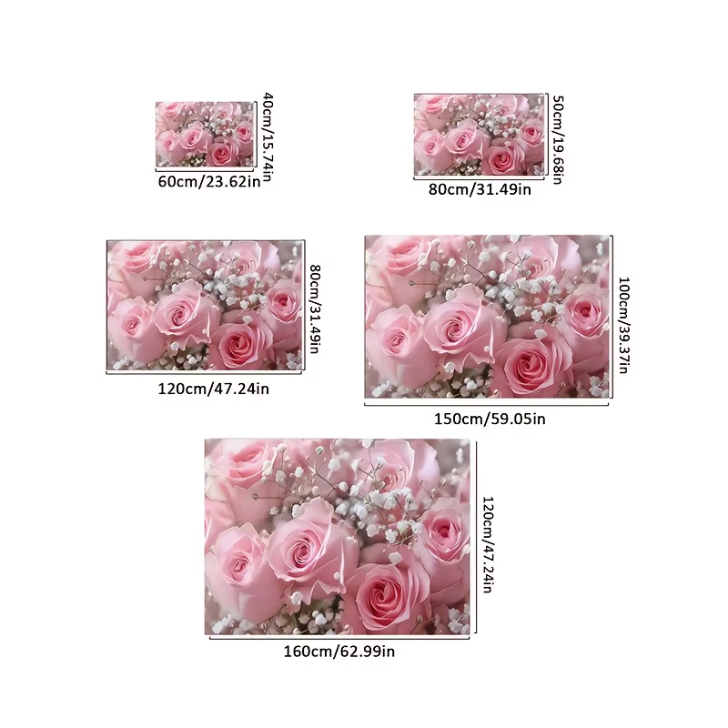 Tapis décoratif VIKAMA à roses roses
