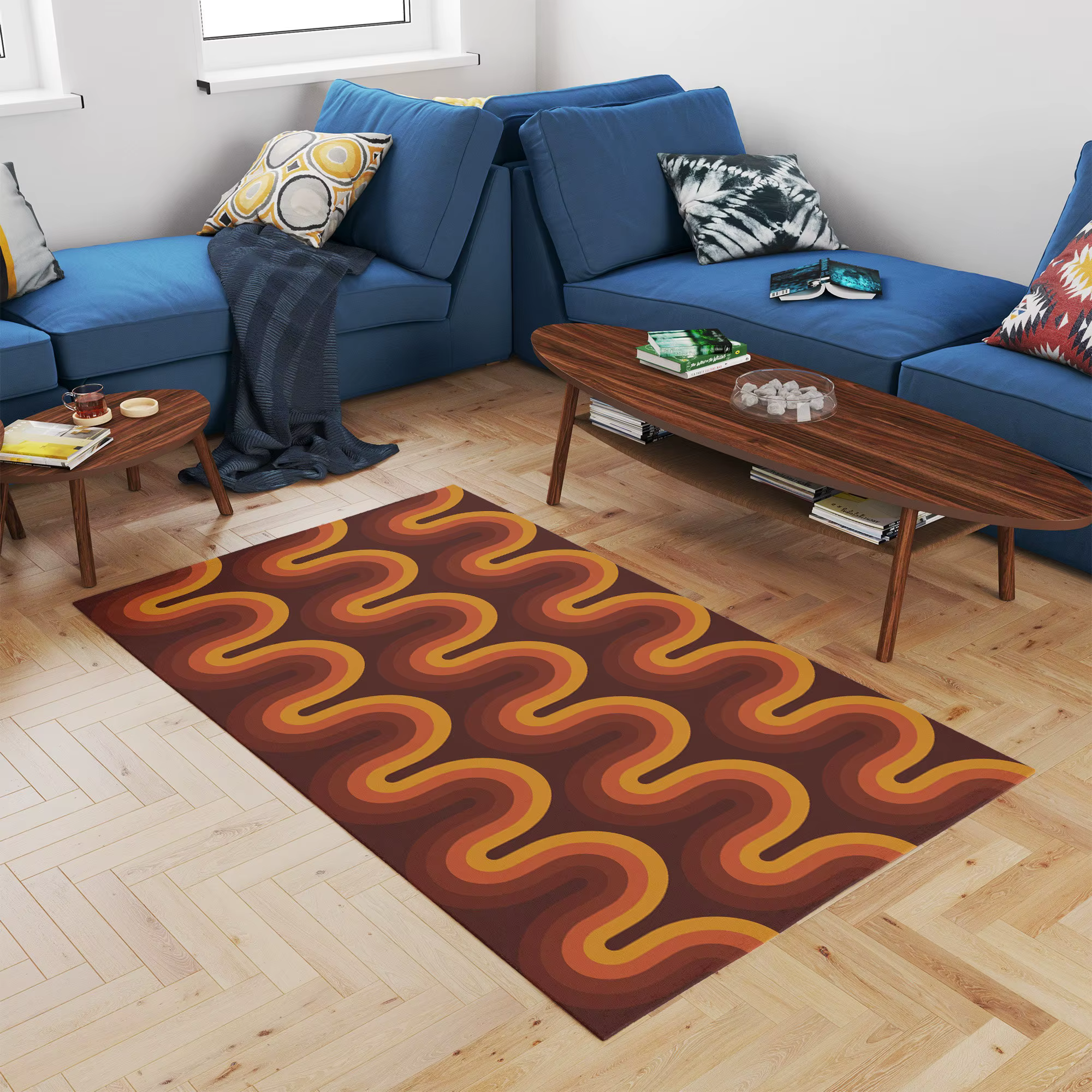 Tapis marron Groovy rétro des années 70