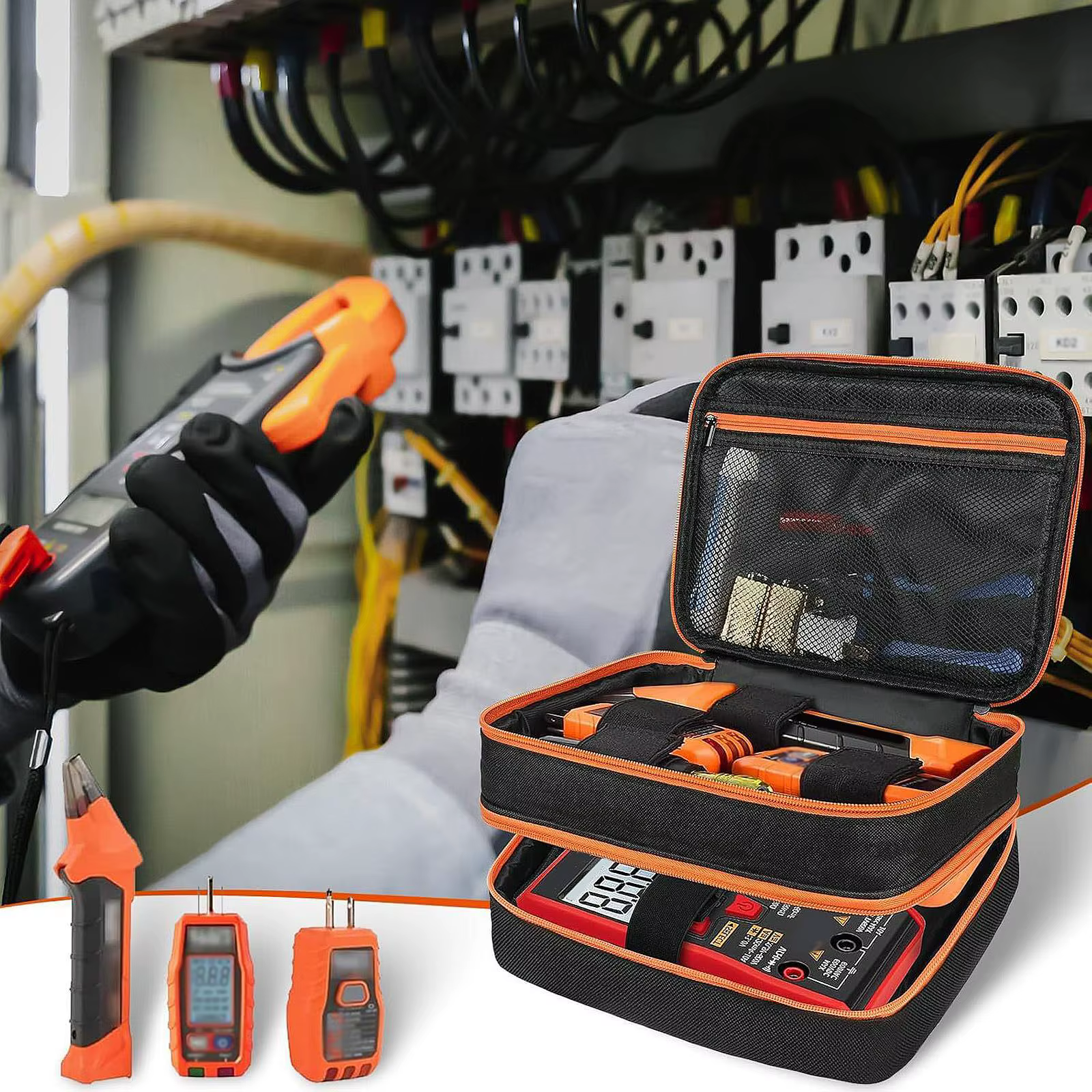 Étui de transport pour multimètre, organisateur de rangement pour testeur de circuit, accessoires pour multimètre numérique et testeur de courant à pince
