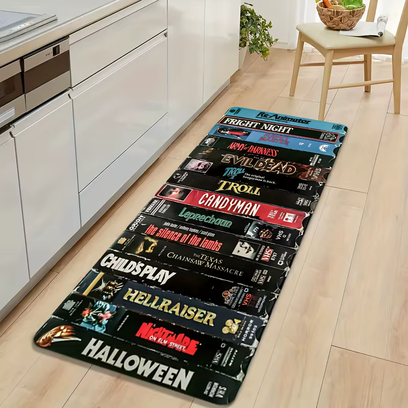 Tapis thème film d'horreur avec titres de films emblématiques
