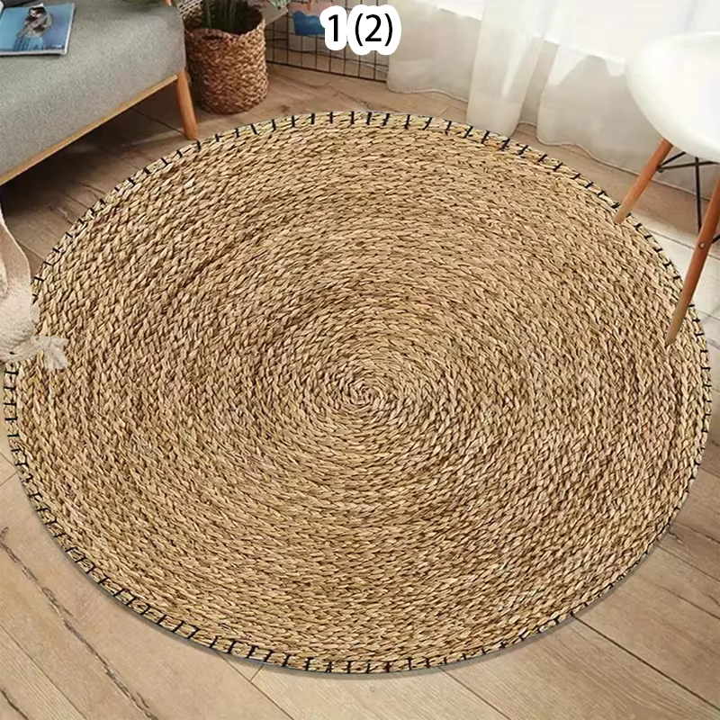 Tapis circulaire à motifs en bois