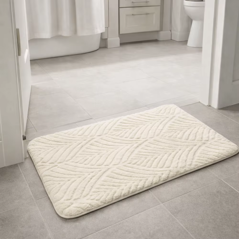 Tapis de salle de bain en jacquard absorbant confortable