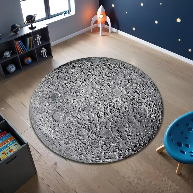 Tapis 3D Lune, Décoration Murale Spatiale