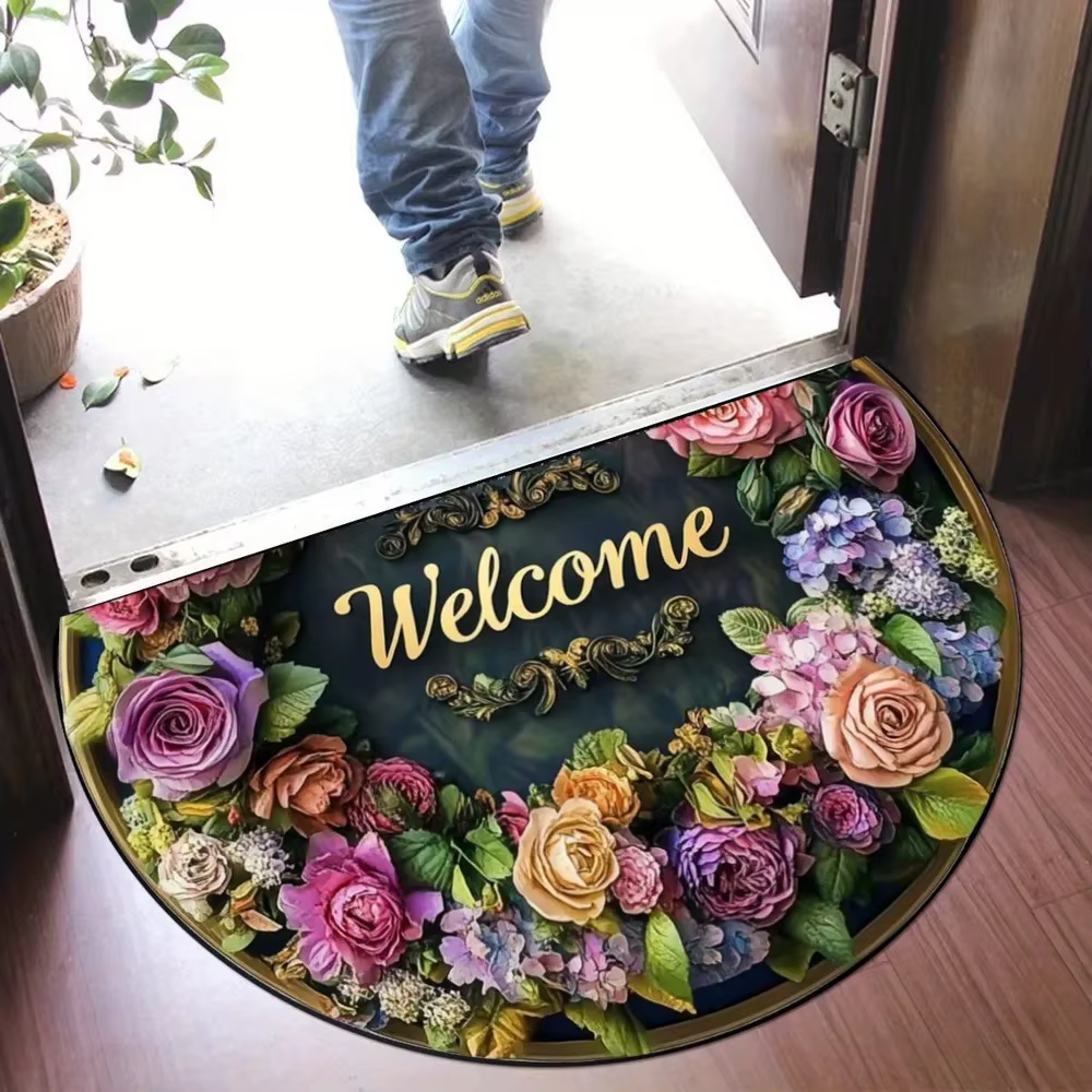 VIKAMA – tapis Semi-circulaire en flanelle florale