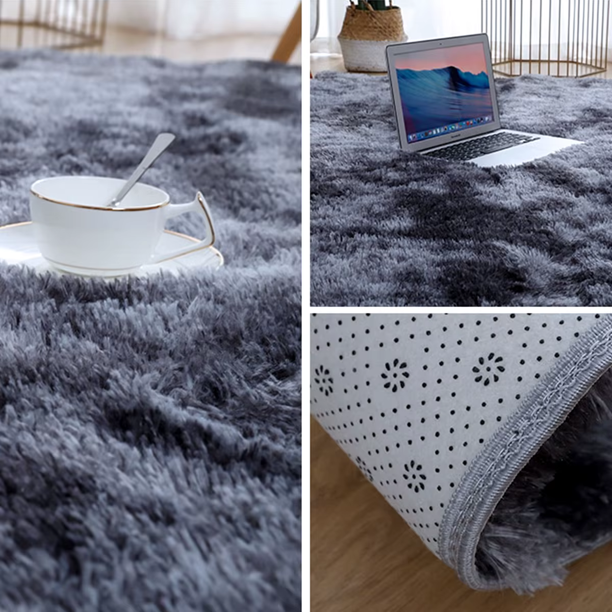 Tapis pour salon canapés modernes gris moelleux