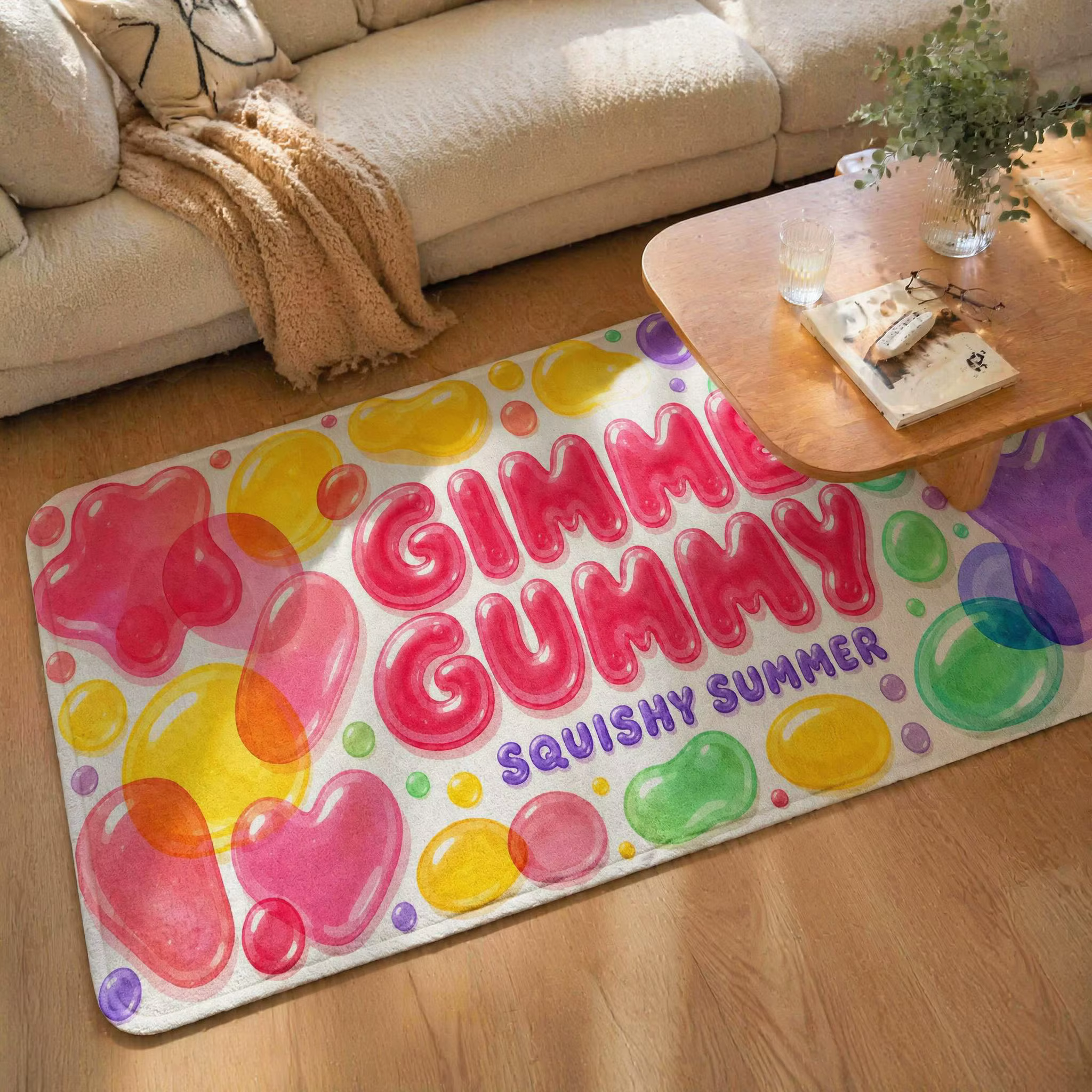 Tapis d'été souple et coloré à motif de bonbons gélifiés