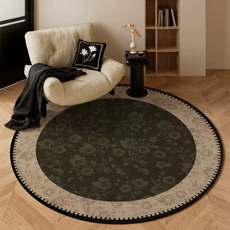 Tapis de salon rond résistant aux taches