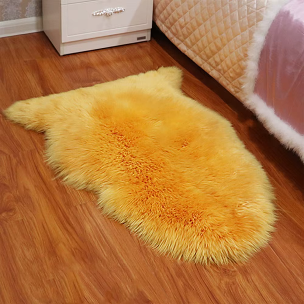 Nouveau tapis Imitation laine cheveux longs antidérapant Protection de sol
