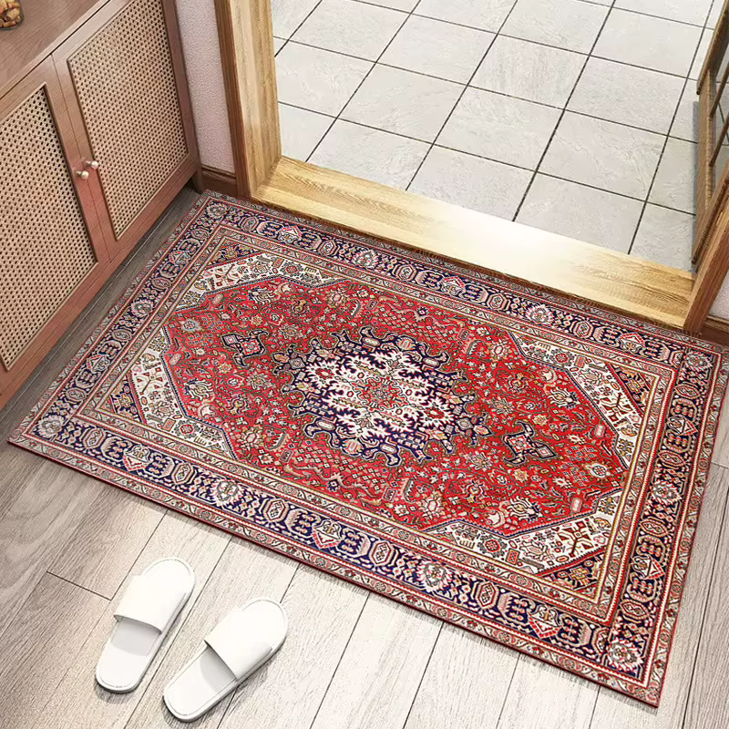 Tapis de bienvenue de style vintage européen pour le salon, tapis de porte décoratif, tapis de sol doux antidérapant pour l'entrée intérieure, tapis de bienvenue