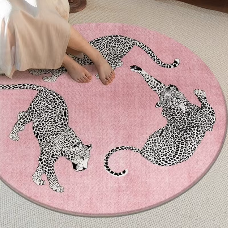 Tapis rond épais en peluche pour décoration de chambre à coucher