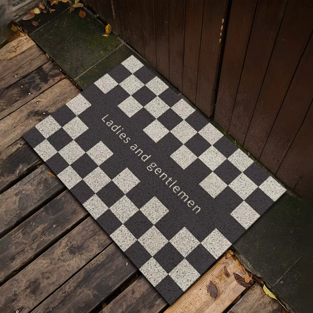 Tapis de porte à bordure à carreaux Vintage
