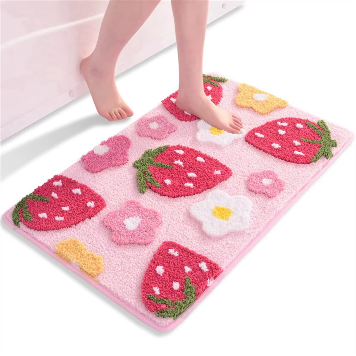 Tapis de salle de bain rose exquis