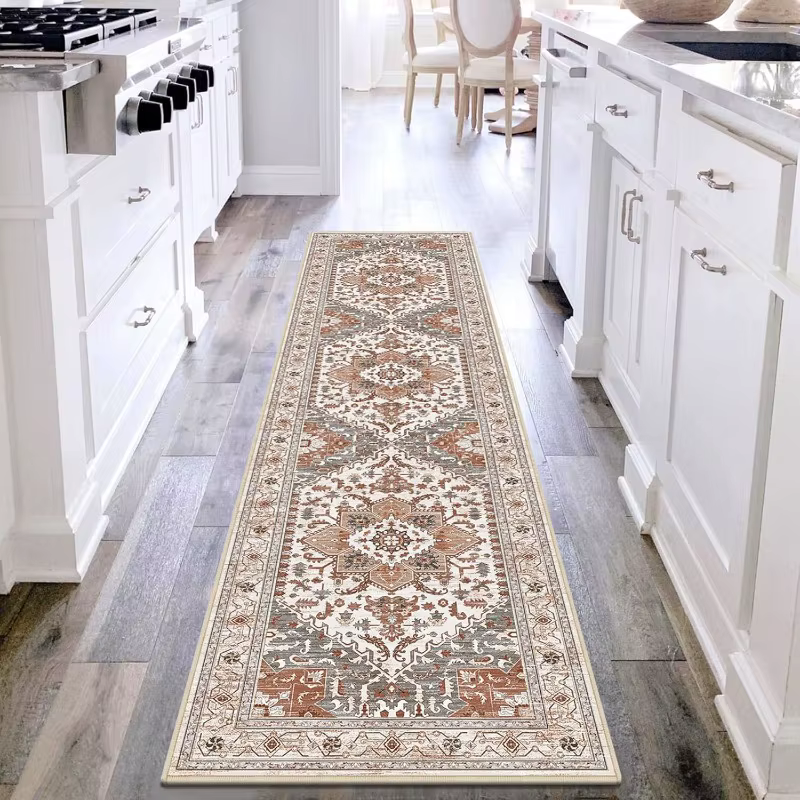Tapis de couloir vintage persan à motifs floraux