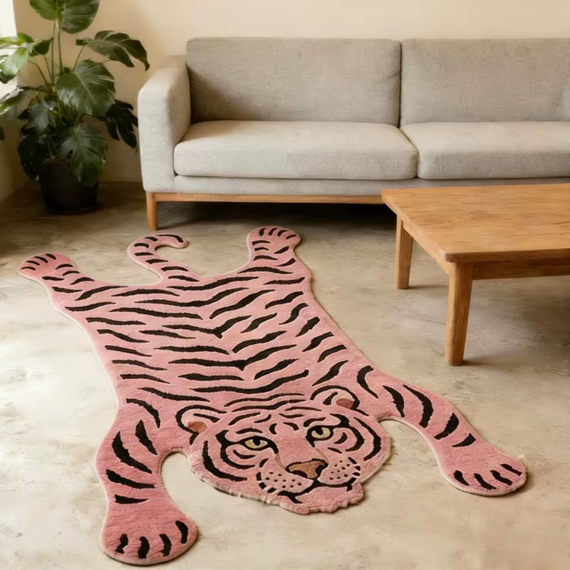 Tapis à motif tigre pour chambre à coucher