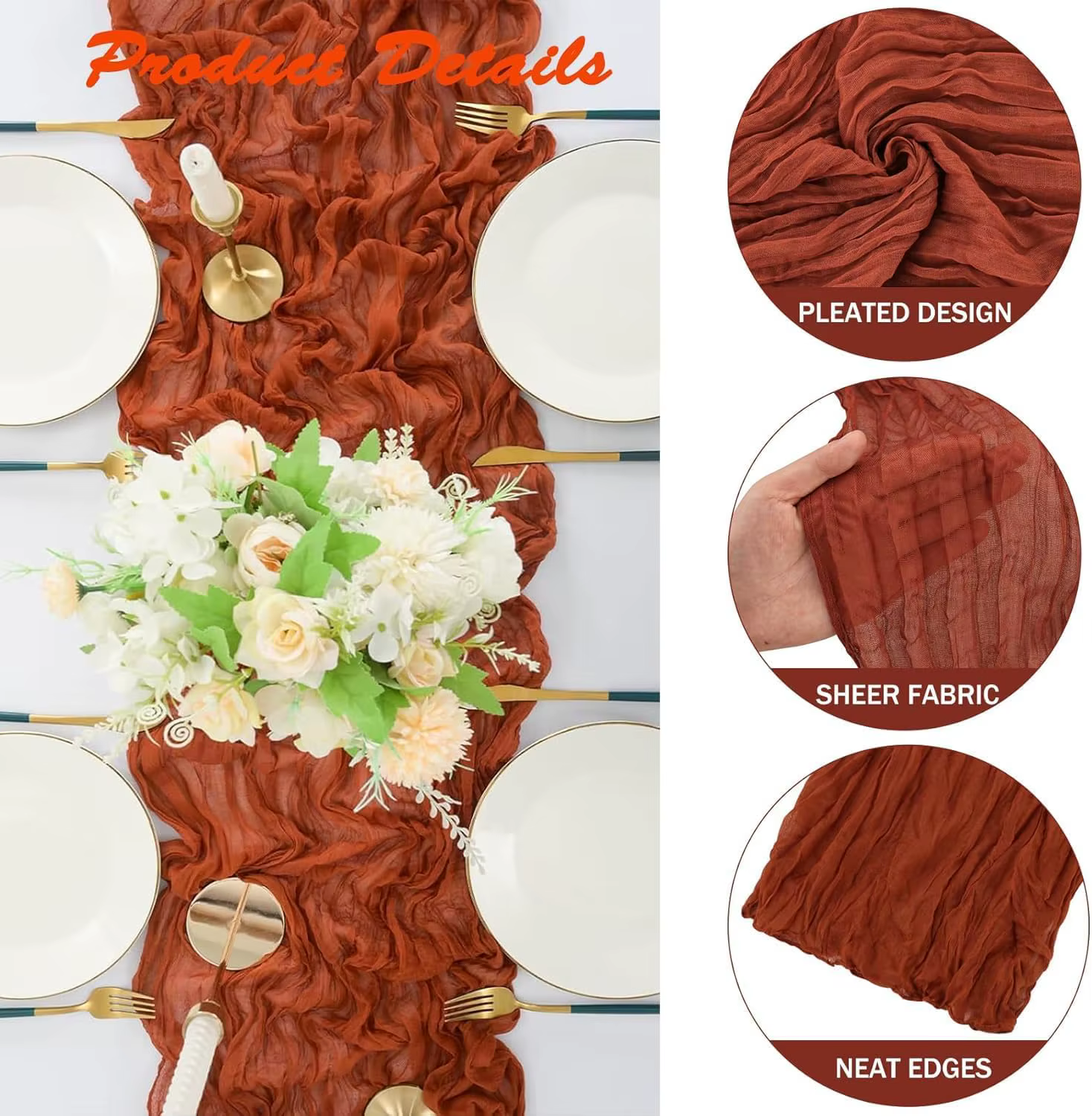 Chemin de Table semi-transparent en terre cuite