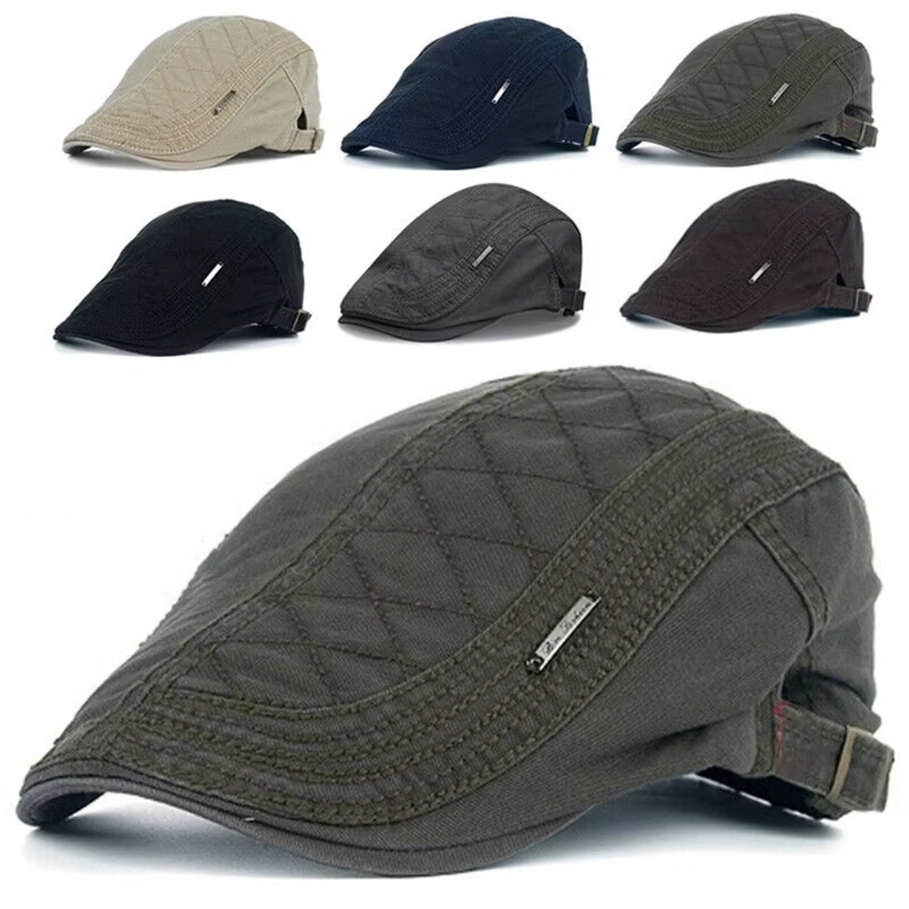 Chapeau de gavroche plat en coton pour hommes, béret rétro, bonnet à bec de canard à chevrons, réglable, testostérone, conduite de chauffeur de taxi, casquette extérieure