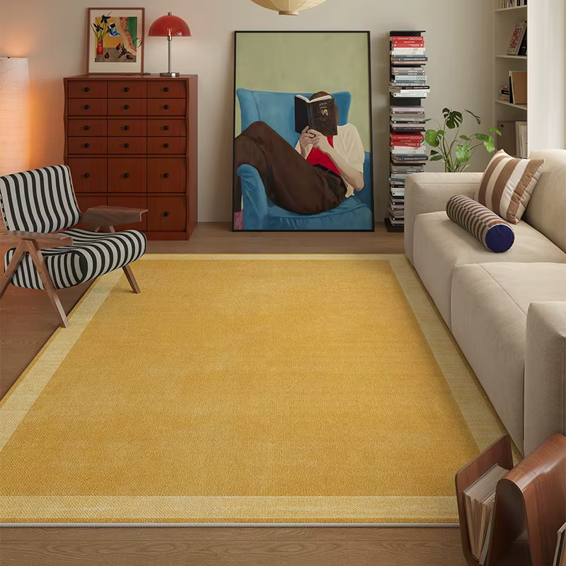 Grand tapis de décoration de chambre à coucher de couleur unie