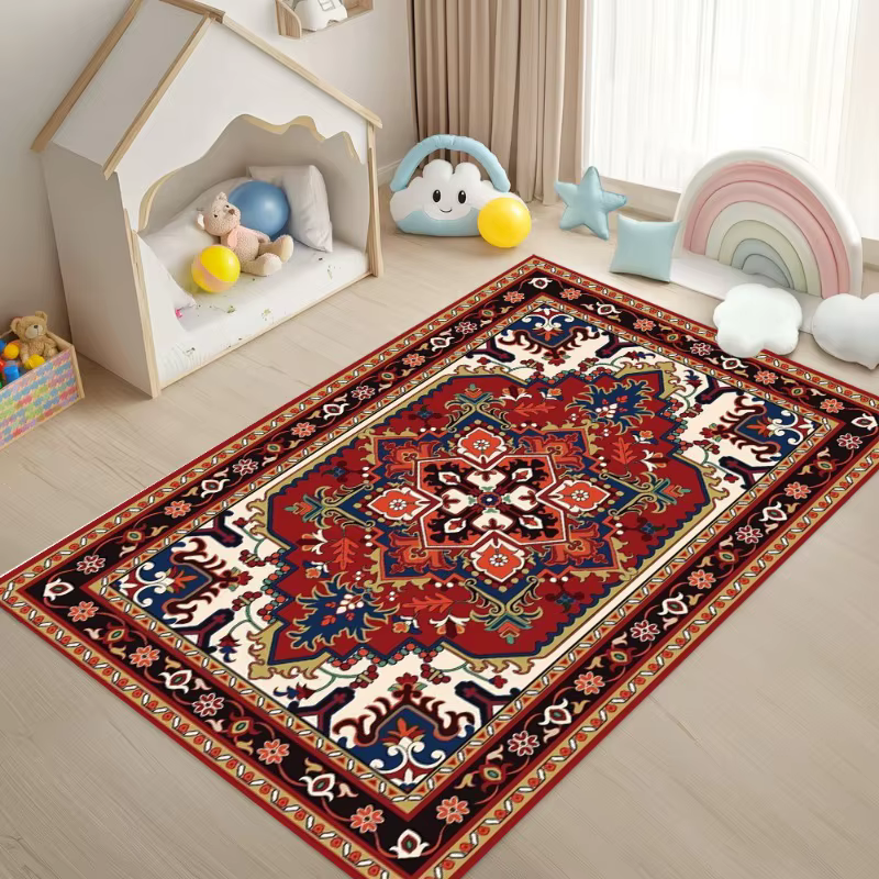 Grand tapis bohème persan de dinde, tapis pour salon, chambre à coucher, décoration de paillasson de canapé, tapis de sol antidérapant pour jeu d'enfant