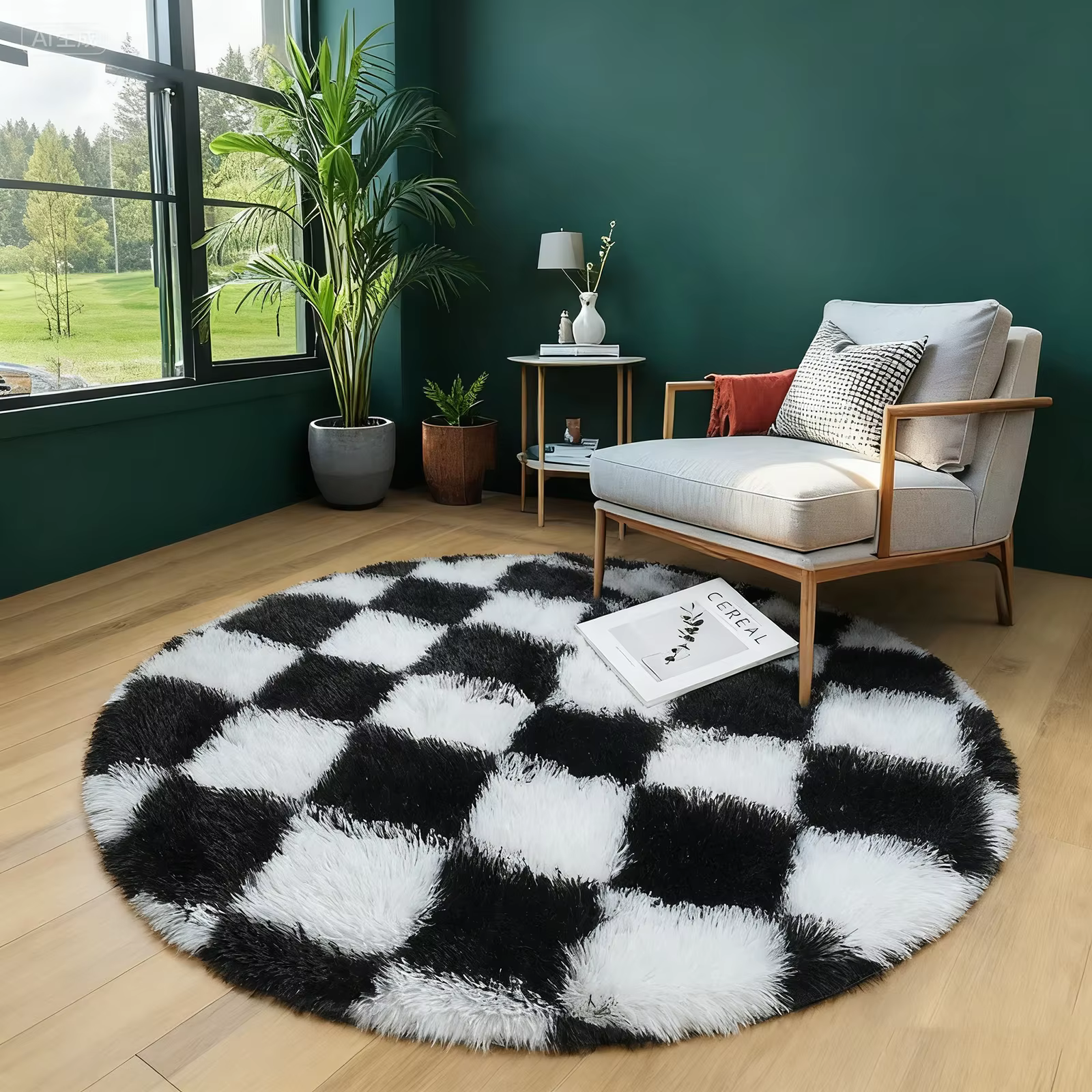 Tapis rond tie-dye moelleux et doux pour chambre d'enfant