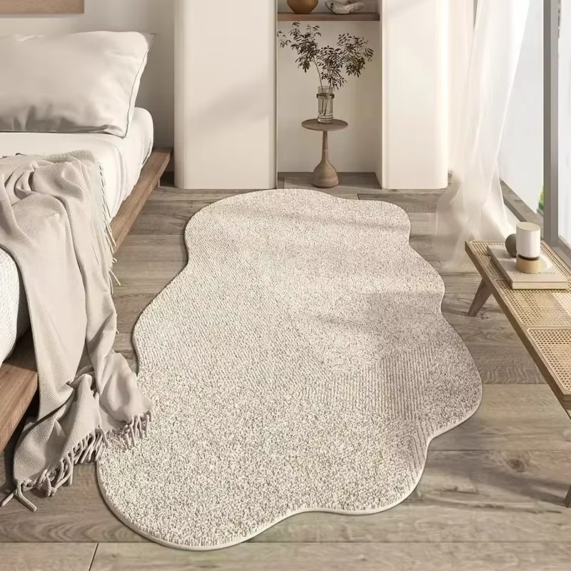 Salon irrégulier grande surface tapis minimaliste chambre chevet