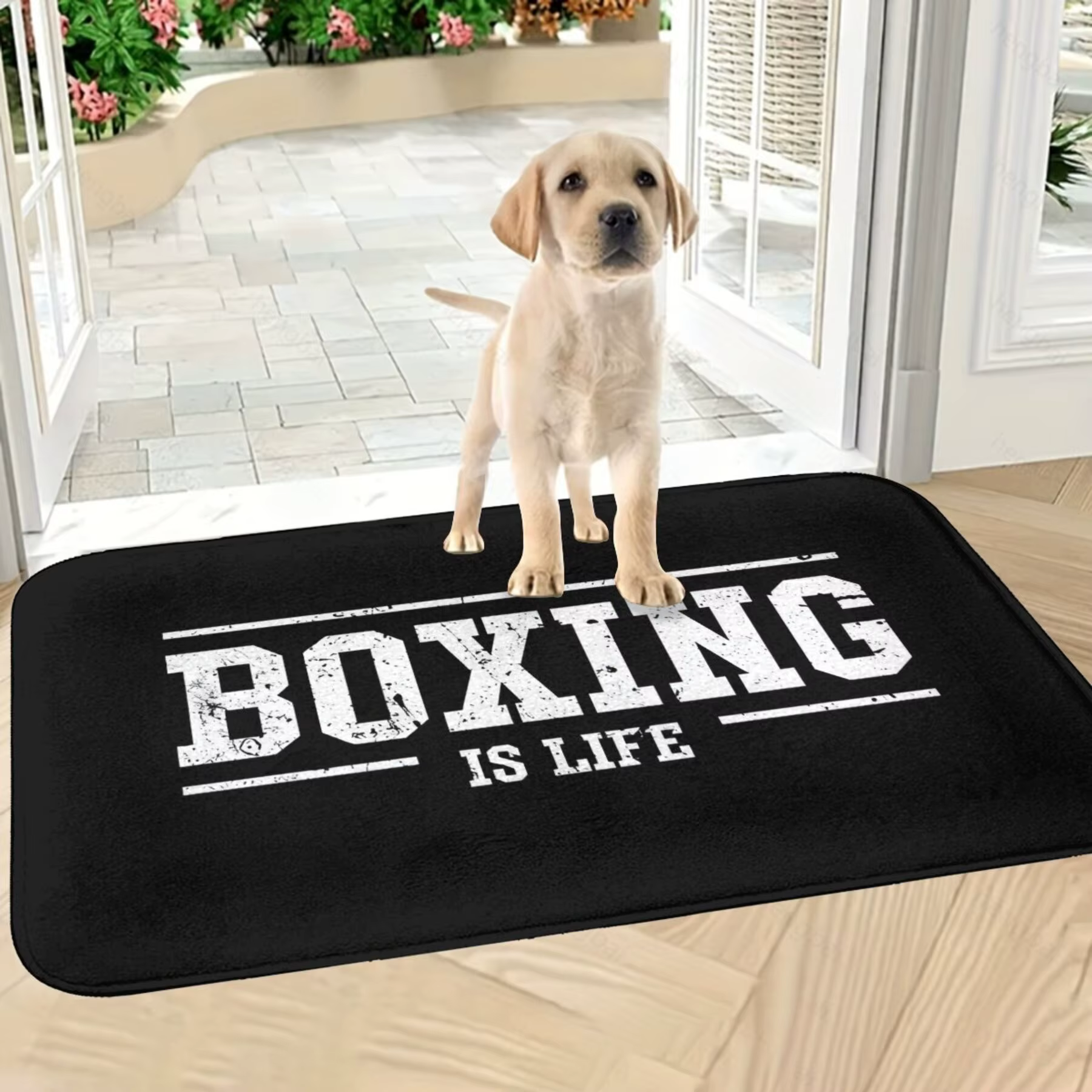 1pc tapis de salle de bain boxe est la vie paillasson flanelle tapis extérieur décor à la maison décor de noël noël