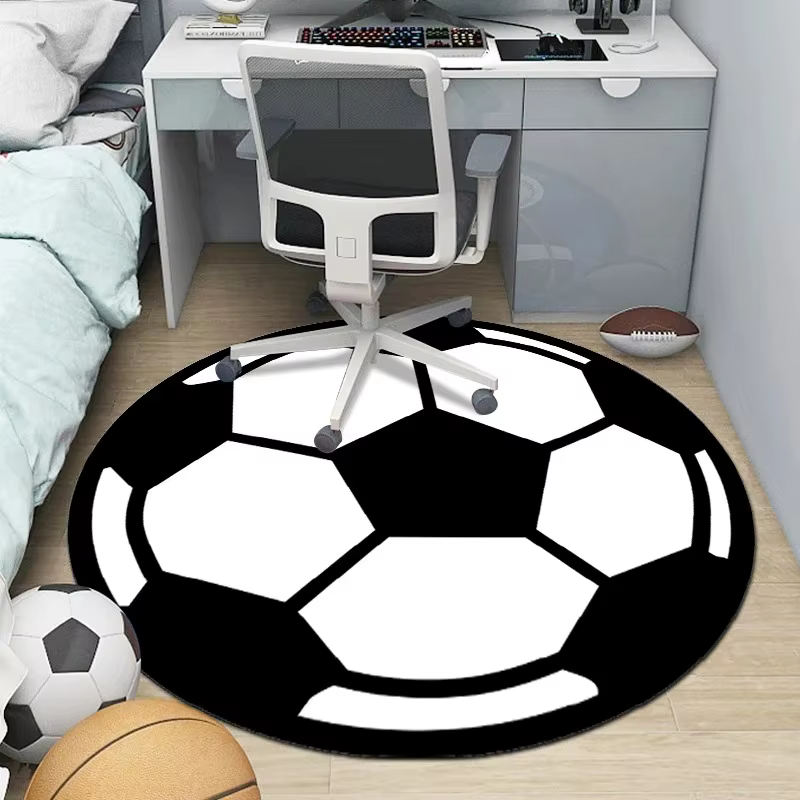Tapis de sol à motif de ballon de sport, de Football, de basket-ball, "ALL STARS", circulaire, pour décoration de la maison, chambre à coucher, salle d'étude