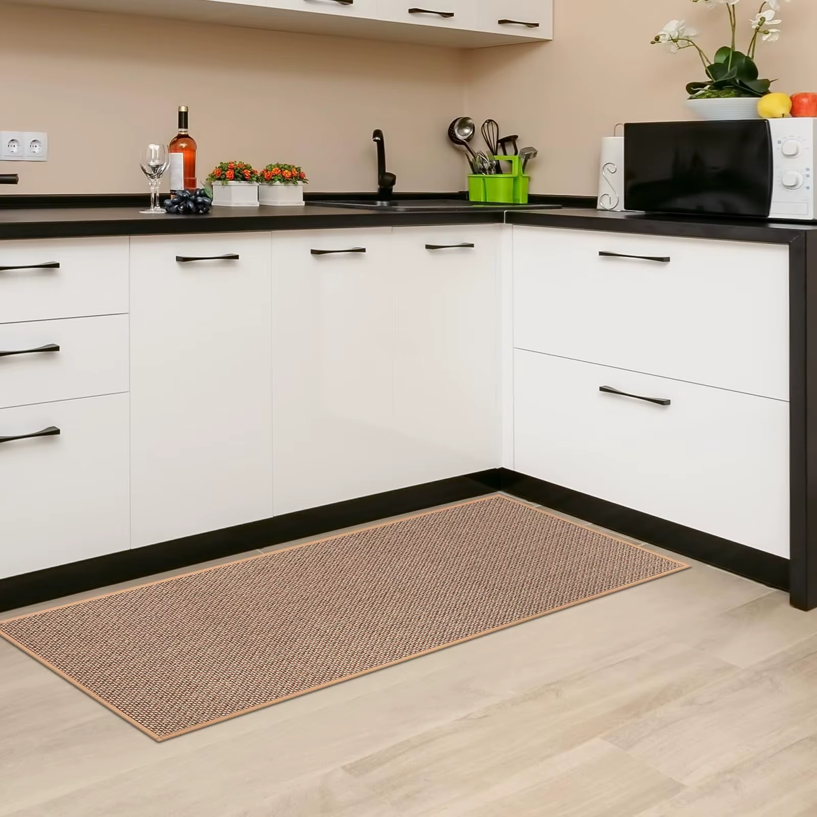Tapis de sol de cuisine tissé en lin