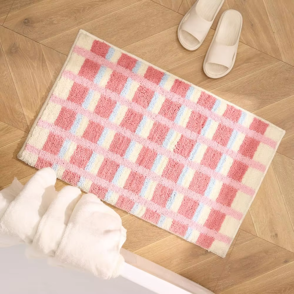 VIKAMA – tapis vert à carreaux pour salle de bain
