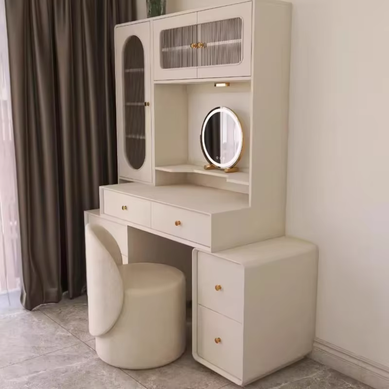 Ensemble de coiffeuse de luxe avec miroir, organisateur de vêtements, meuble de chambre à coucher