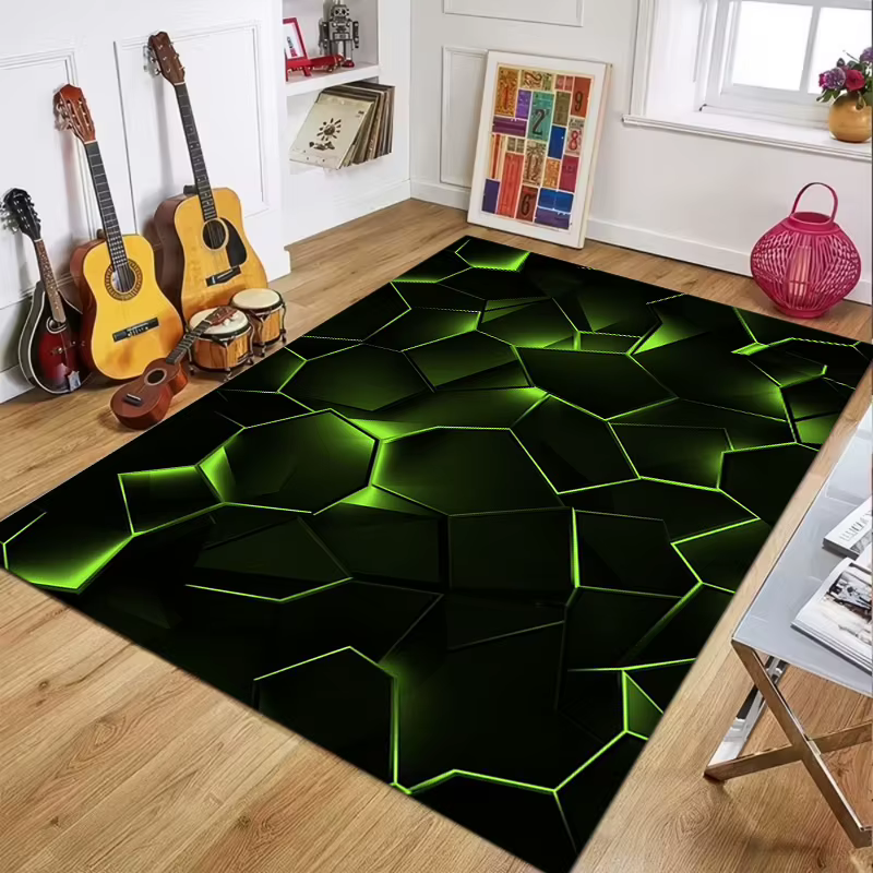 Tapis géométrique noir et rouge