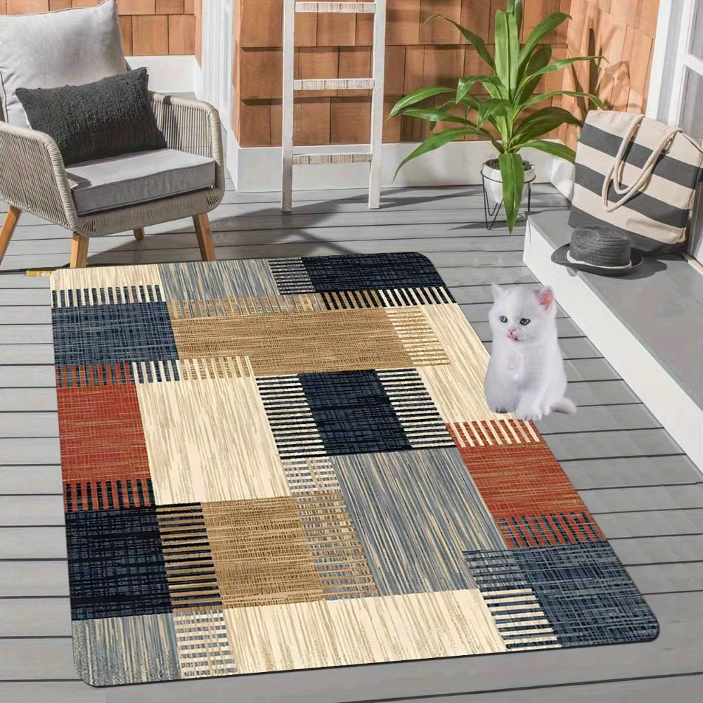 Tapis d'extérieur moderne à motifs géométriques