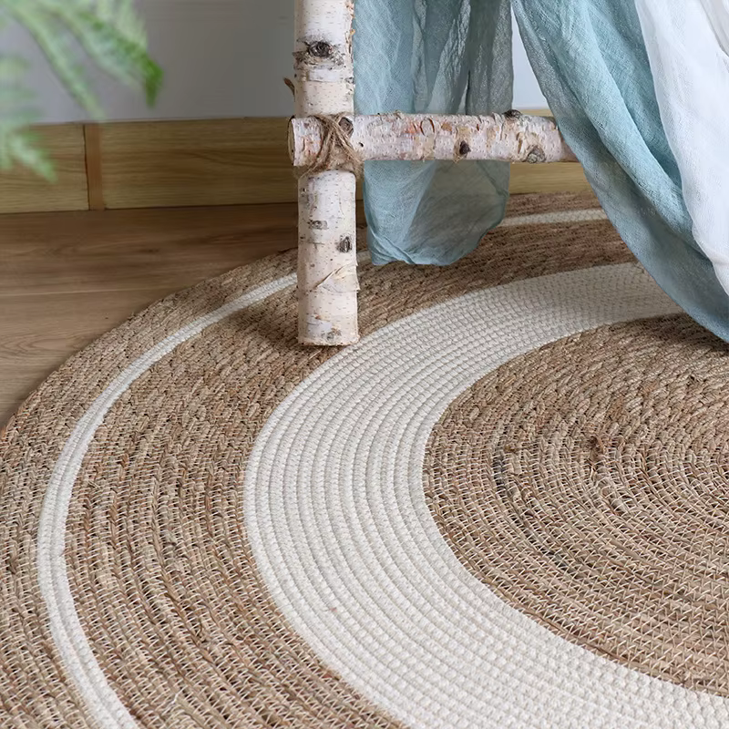 Tapis ovale en jute tissé