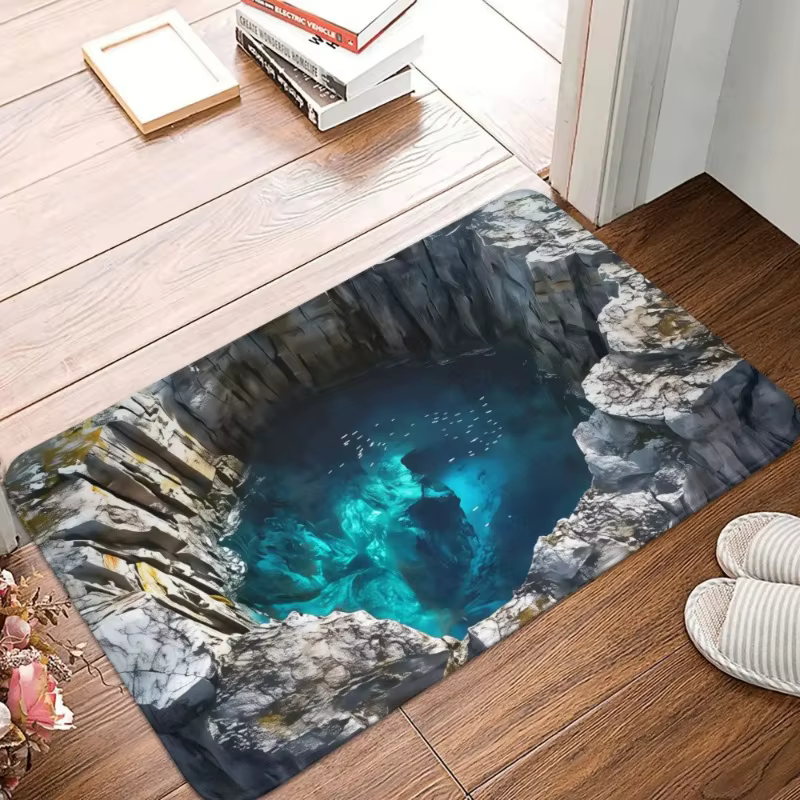 Tapis d'entrée antidérapant à motif animal marin