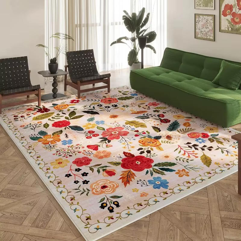 Tapis pour salon rétro Floral grande surface