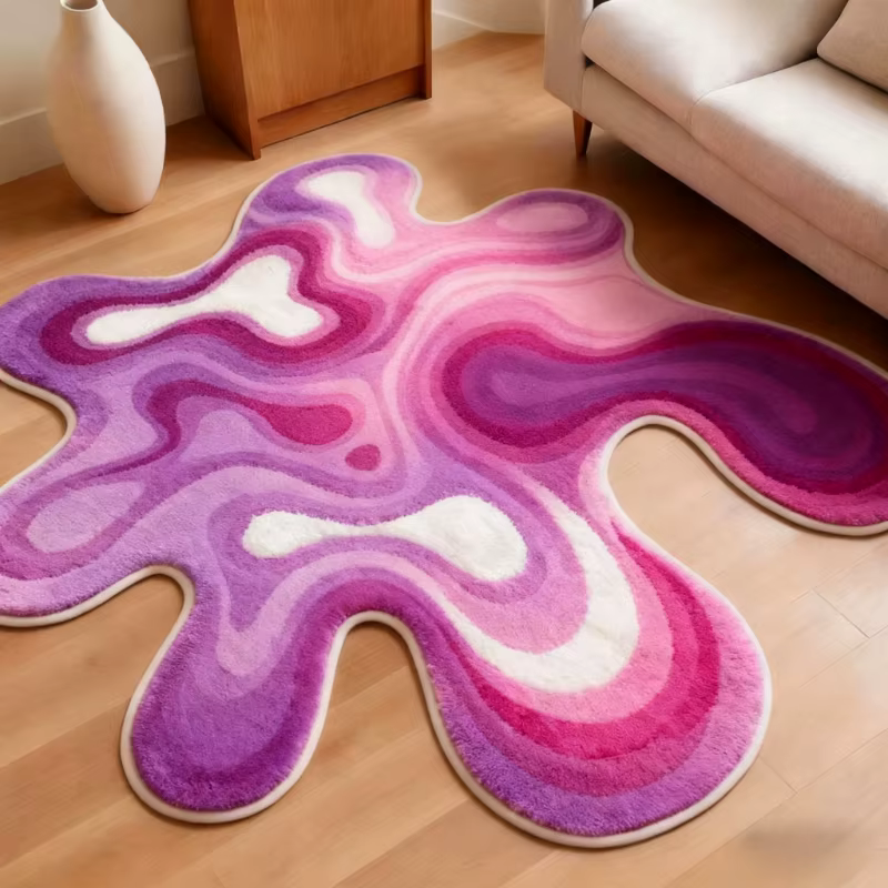 Tapis de forme irrégulière pour chambre à coucher
