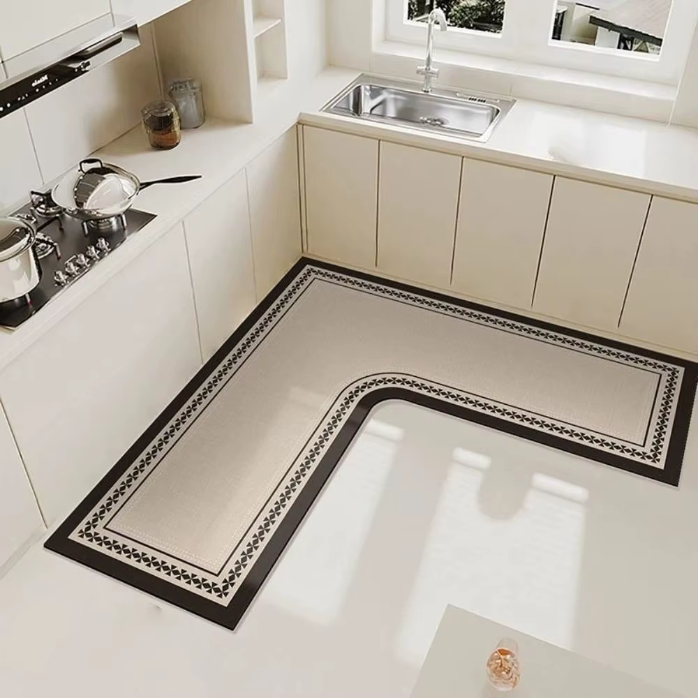 Tapis de cuisine de luxe, résistant à l'huile et aux taches, tapis en forme de L, résistant à l'usure, absorbant l'eau, tapis d'angle de cuisine, décoration de cuisine