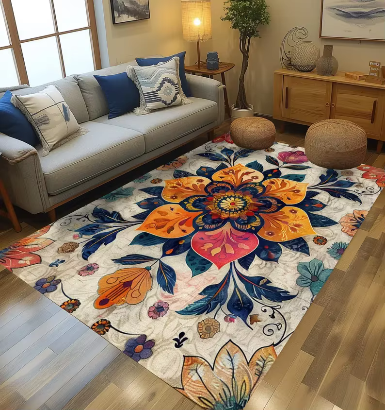 Tapis rectangulaire à motifs Patchwork Vintage
