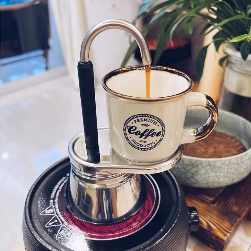 Moka Pot à double tube en acier inoxydable 304, cafetière italienne, mini cafetière à main, appareil à café, outil de cuisine