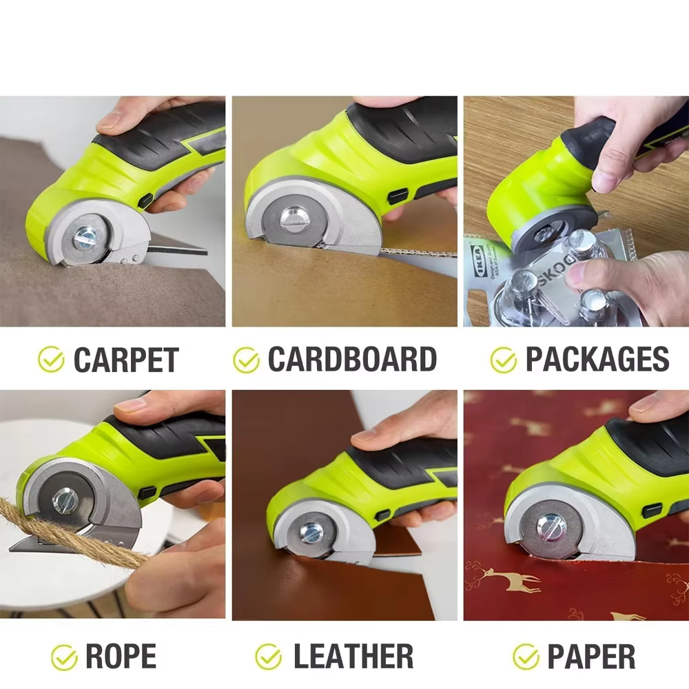 Ciseaux électriques sans fil, Mini coupeur électrique 4V, outil de coupe de carton pour tapis, coupe rotative pour paquets de carton et cuir