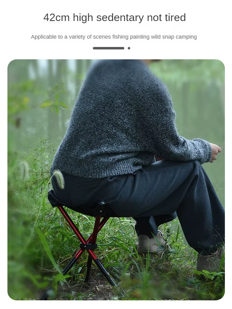 Tabouret pliant triangulaire portatif extérieur d'alliage d'aluminium épais, tabouret de Camping à jambes hautes, chaise d'attache de poney de pêche