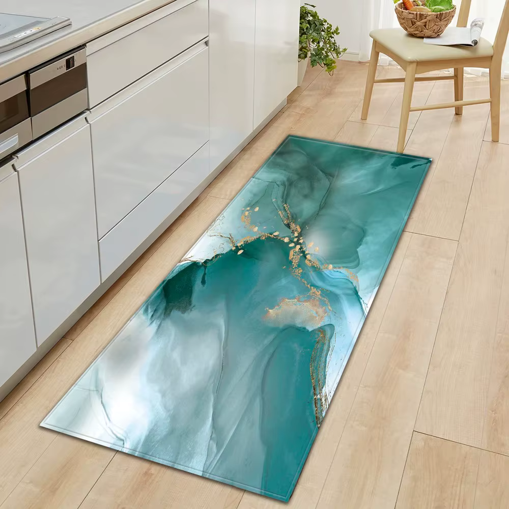 Tapis de sol de cuisine à motif de marbre, décoration avant de porte