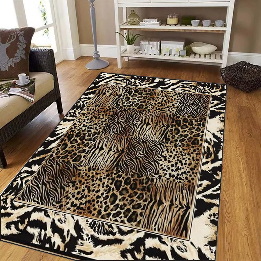 Tapis imprimé léopard pour décoration de salon