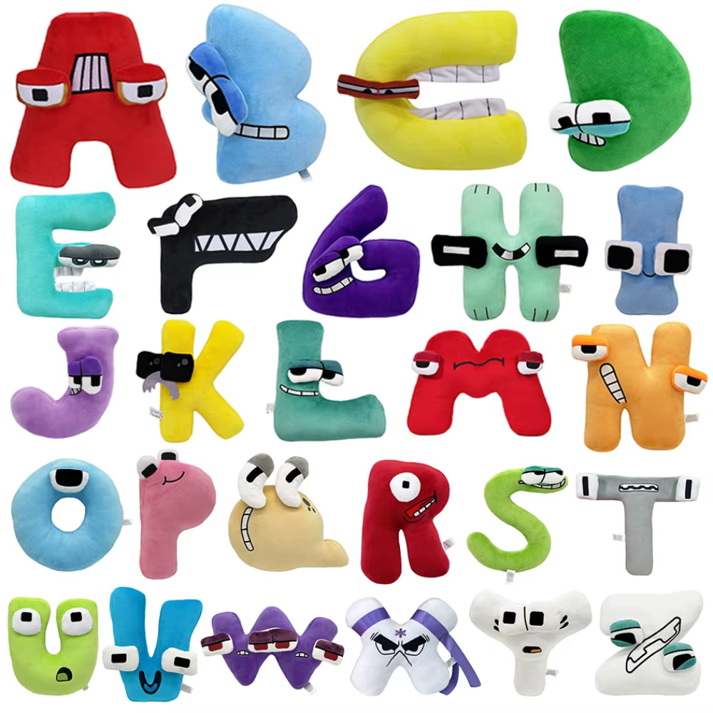 26 jouets en peluche Alphabet anglais Lore, poupée Anime lettres Kawaii, jouets en peluche pour enfants, illumination, jouet en peluche Montessori, cadeaux