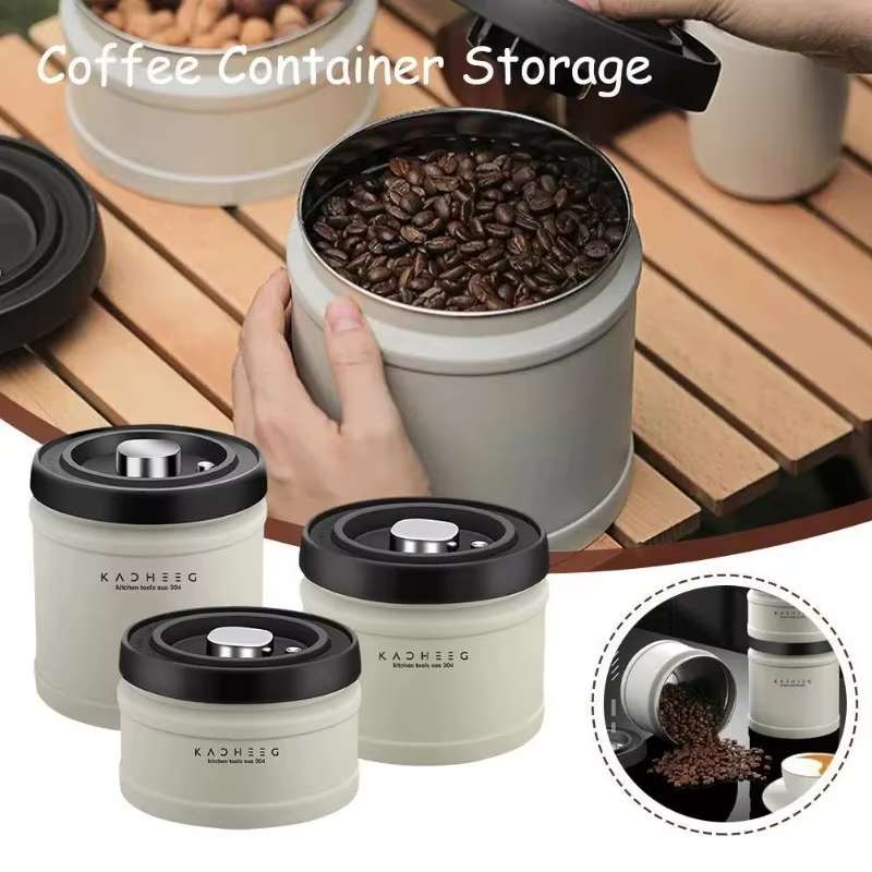 Conteneur de stockage de grains de café de 750/1100/1600ml, boîtes scellées sous vide, pot de grains de café en acier inoxydable, garde la cuisine fraîche