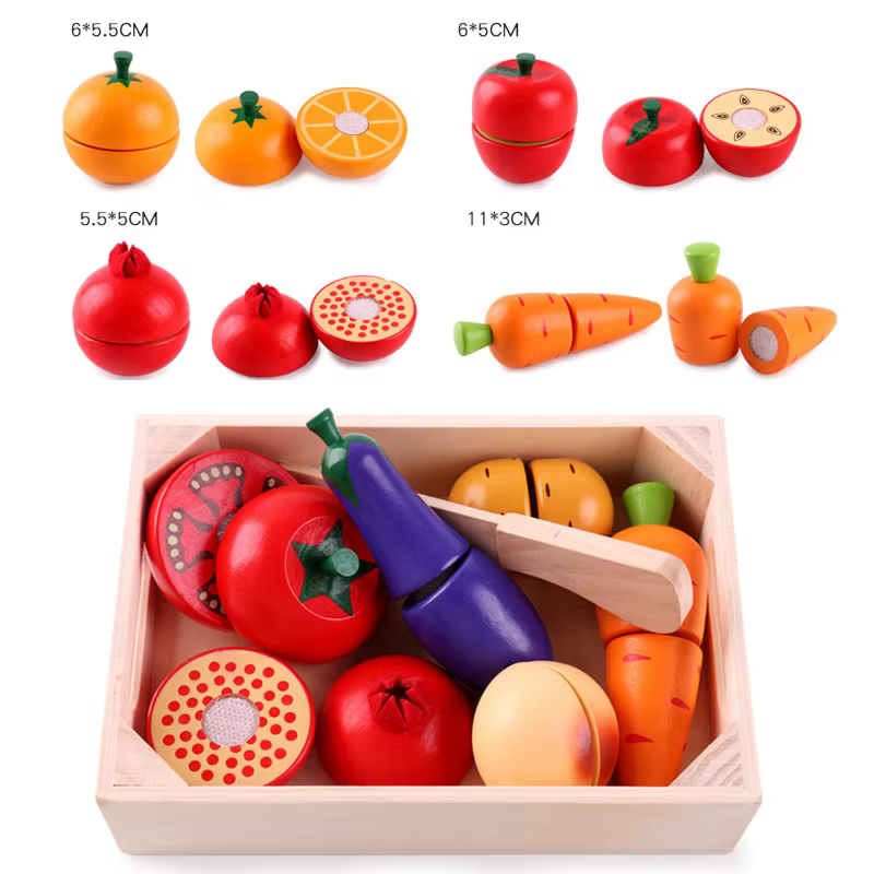 Jouet de cuisine en bois de simulation, jeu classique Montessori éducatif pour enfants, cadeau pour enfants, ensemble de fruits et légumes à découper