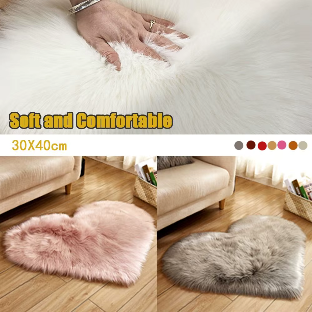 Tapis shaggy décoratif en fausse laine pour chambre à coucher
