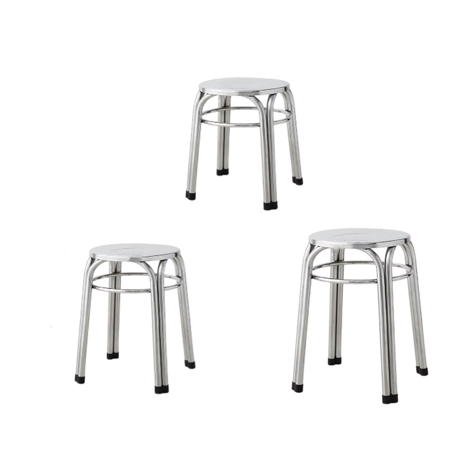 Tabouret rond en métal antidérapant, diamètre 29cm, facile à nettoyer, empilable, en acier inoxydable, pour jardin intérieur, salle à manger, cuisine extérieure
