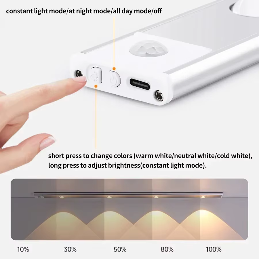 LED cuisine sous armoire lumière USB Rechargeable capteur de mouvement barre lumineuse