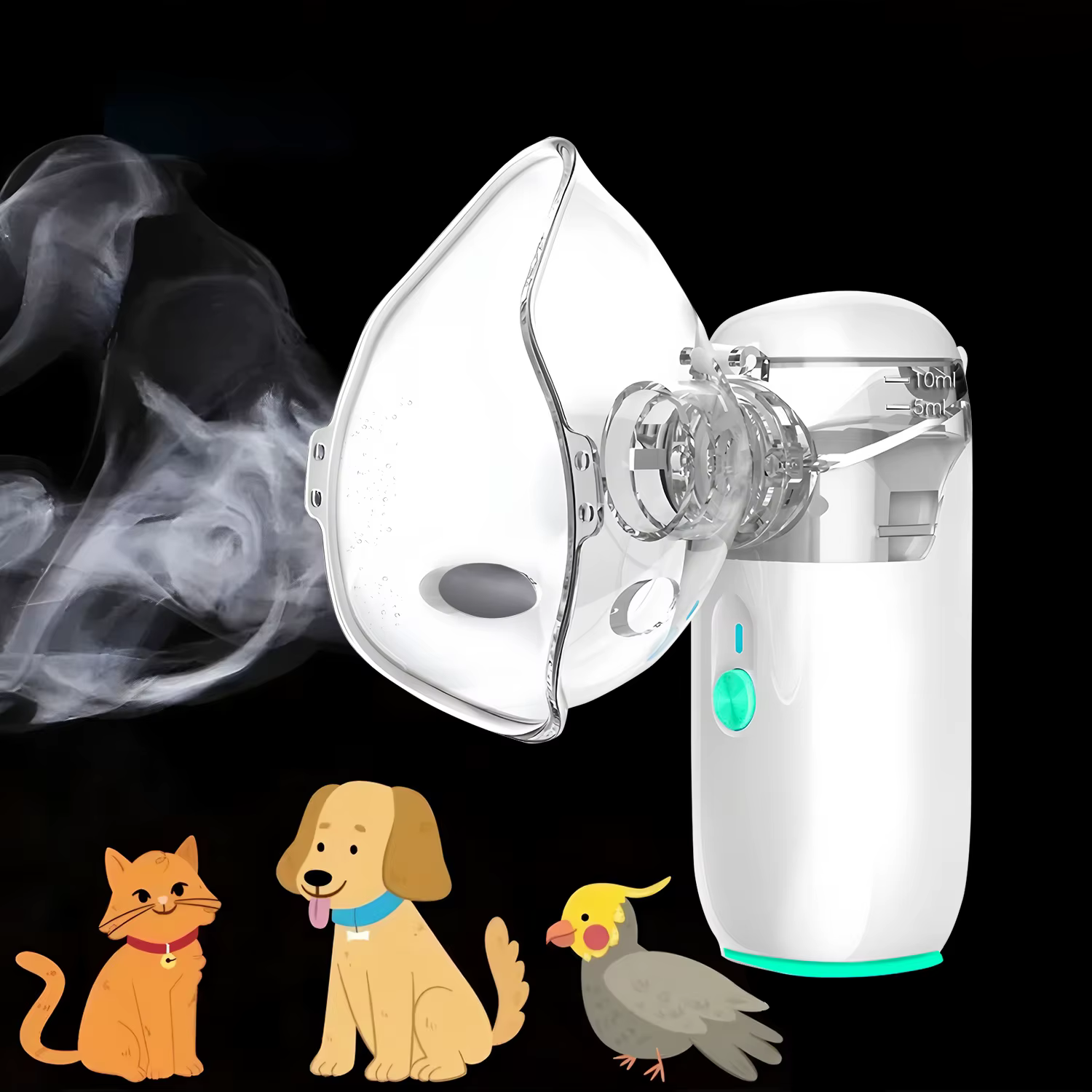 Nébuliseur portable pour animaux de compagnie : dispositif inhalateur manuel pour l'asthme des chats et des chiens