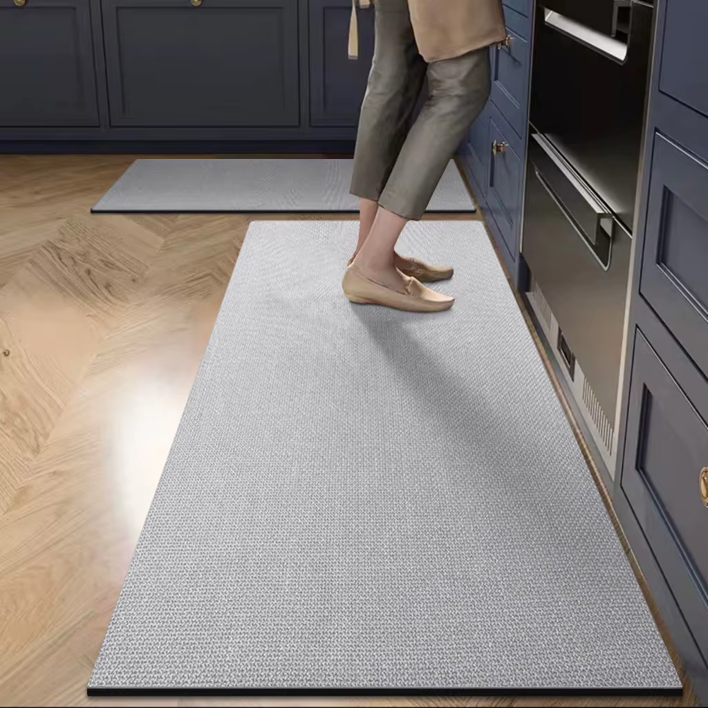 Tapis de cuisine à longue bande de couleur unie